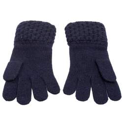Pre Owned Chanel Navy Blue Cashmere Knit Gloves