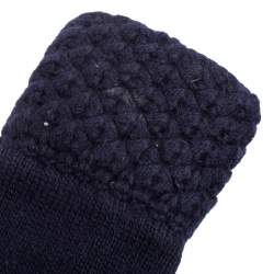 Pre Owned Chanel Navy Blue Cashmere Knit Gloves
