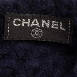 Pre Owned Chanel Navy Blue Cashmere Knit Gloves