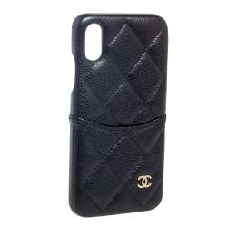 Chanel Black Quilted Caviar Leather iPhone X Case 
