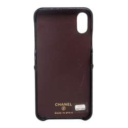 Chanel Black Quilted Caviar Leather iPhone X Case 