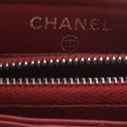 Pre Owned Chanel Red Quilted Leather CC Phone Holder Pouch