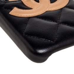 Pre Owned Chanel Beige/Black Quilted Leather CC iPhone 11 Pro Case
