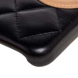 Pre Owned Chanel Beige/Black Quilted Leather CC iPhone 11 Pro Case
