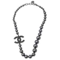Chanel CC 100th Anniversary Grey Faux Pearl Necklace Chanel
