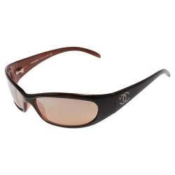 Pre Owned Chanel Black/Brown 6004B Crystal Embellished CC Rectangle Sunglasses