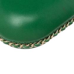 Pre Owned Chanel Green Leather CC Glasses Case with Chain
