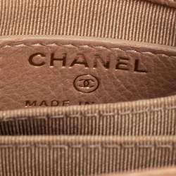 Pre Owned Chanel Metallic Beige Quilted Leather Crossbody Phone Holder