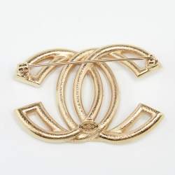 CHANEL Baguette Crystal CC Brooch Silver 1220419