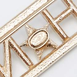 مملوكة مسبقًا Chanel Gold Tone Crystal Star Logo Pin Brooch