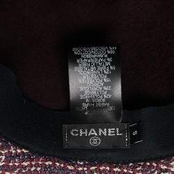 Pre Owned Chanel Burgundy Lurex Tweed Hat 