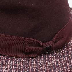 Pre Owned Chanel Burgundy Lurex Tweed Hat 