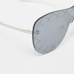 Chanel Silver Tone / Grey 71158 Mirror Quilted Rimless Shield Sunglasses  Chanel