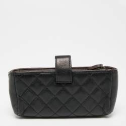 Pre Owned Chanel Black Quilted Leather CC Phone Pouch