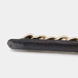Pre Owned Chanel Black Leather Turnlock Chain Link Headband