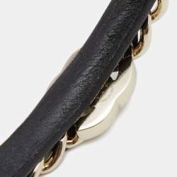 Pre Owned Chanel Black Leather Turnlock Chain Link Headband