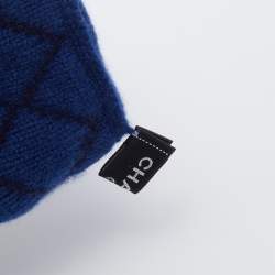 Pre Owned Chanel Royal Blue CC Applique Cashmere Blend Gloves