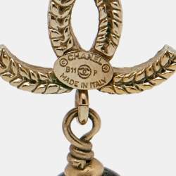 Pre Owned أقراط شانيل سي سي خرز زجاج ومعدن ذهبي اللون