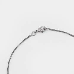 Pre Owned Chanel Gunmetal Tone Burgundy CC Charm Faux Pearl Drop Necklace