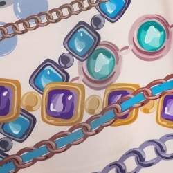 مملوكة مسبقًا Chanel Pale Pink Chain Print Silk Square Scarf