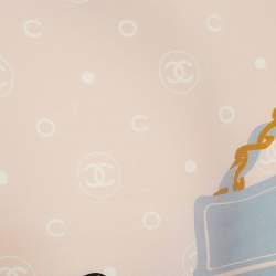 Chanel Pale Pink & Blue CC Bag Print Silk Scarf