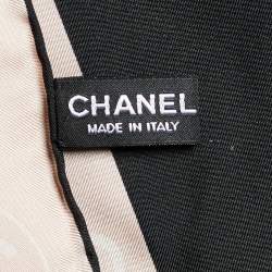 Chanel Pale Pink & Blue CC Bag Print Silk Scarf
