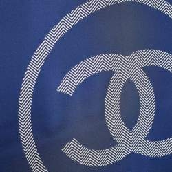 Chanel Navy Blue CC Logo Print Silk Scarf