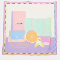 مملوكة مسبقًا Chanel Multicolor Bags Print Silk Scarf