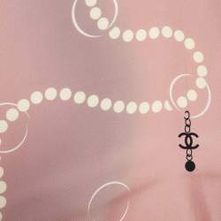 Pre Owned Chanel Pink Bead CC Charms Print Silk Scarf
