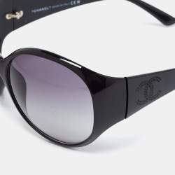 مملوكة مسبقًا Chanel Vintage Black/Grey Gradient 6013-B Oversized Round Sunglasses