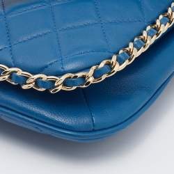 Pre Owned Chanel Blue Quilted Leather CC Chain Phone Holder