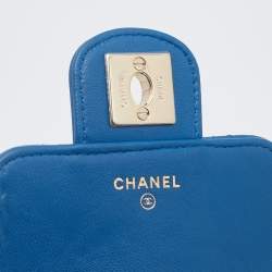 Pre Owned Chanel Blue Quilted Leather CC Chain Phone Holder