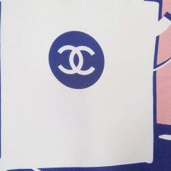 Pre Owned Chanel Navy Blue Bags Print Silk Scarf
