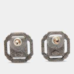 مملوكة مسبقًا Chanel CC Crystals Gunmetal Tone Earrings