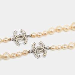 Pre Owned Chanel CC Faux Pearl Long Necklace