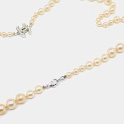 Pre Owned Chanel CC Faux Pearl Long Necklace