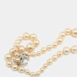 Pre Owned Chanel CC Faux Pearl Long Necklace