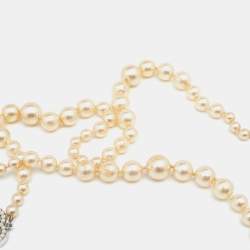 Pre Owned Chanel CC Faux Pearl Long Necklace