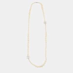 Pre Owned Chanel CC Faux Pearl Long Necklace