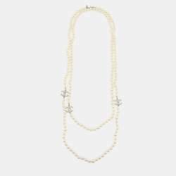مملوكة مسبقًا Chanel CC Faux Pearl Double Strand Necklace