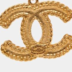 Pre Owned Chanel CC Gold Tone Earrings