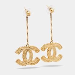 Pre Owned Chanel CC Gold Tone Earrings