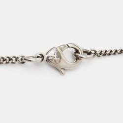 Pre Owned Chanel CC Crystals Silver Tone Pendant Necklace