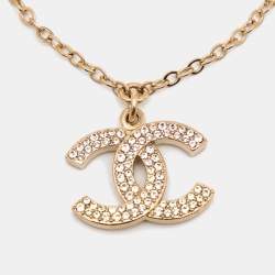 مملوكة مسبقًا Chanel CC Crystals Faux Pearl Gold Tone Bracelet