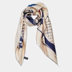 Pre Owned Chanel Beige Bags Print Silk Scarf