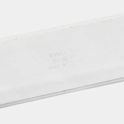 Pre Owned Chanel White Leather CC Belt 80 CM