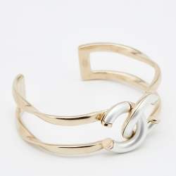 Chanel Two Tone CC Twisted Cuff Bangle