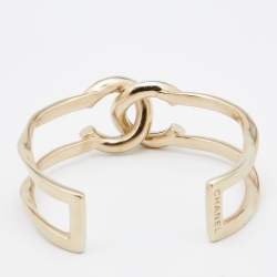 Chanel Two Tone CC Twisted Cuff Bangle