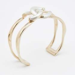 Chanel Two Tone CC Twisted Cuff Bangle
