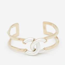 Chanel Two Tone CC Twisted Cuff Bangle